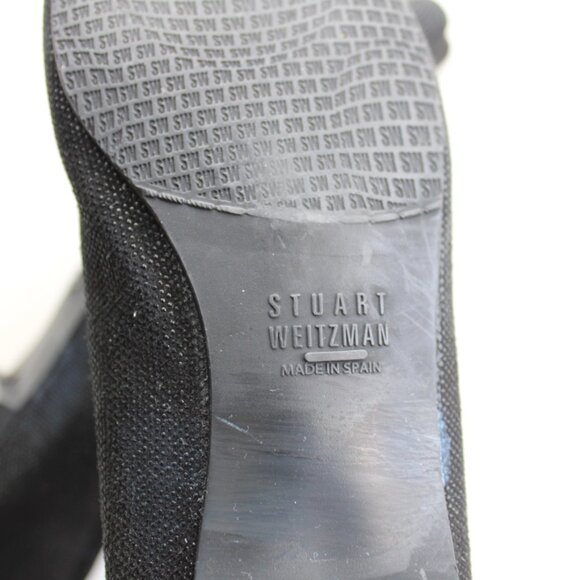 Stuart Weitzman Black Texture Tulip Bow Ballet Slip-On Flats Size 7.5 M - Picture 6 of 7